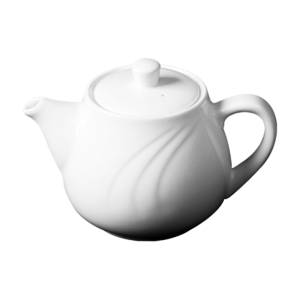 Cameo China Coffee / Tea Pot (25 oz, Model 301-14PL) from the Bostonian collection, featuring embossed lines and designed for coffee and tea service in restaurants.