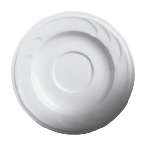 Cameo China Coffee Saucer (Models 301-99S / 301-80S) from the Bostonian collection, featuring embossed lines and designed for coffee service in restaurants
