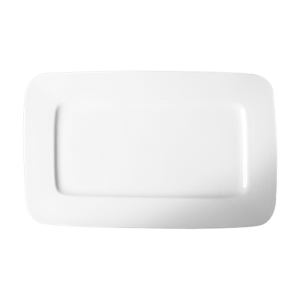 Cameo China Royalmont 13¾-inch by 10-inch rectangular ceramic platter for restaurant buffet or shared appetizers.