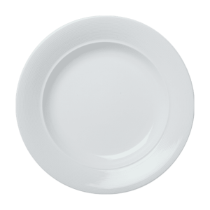 Cameo China Royalmont ceramic rim plates in various sizes for restaurant service.