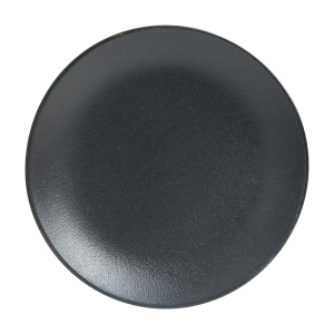Cameo China Onyx collection black coupe plates in various sizes for restaurant service.