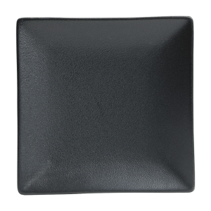 Cameo China square black ceramic coupe plates in various sizes for restaurant service.